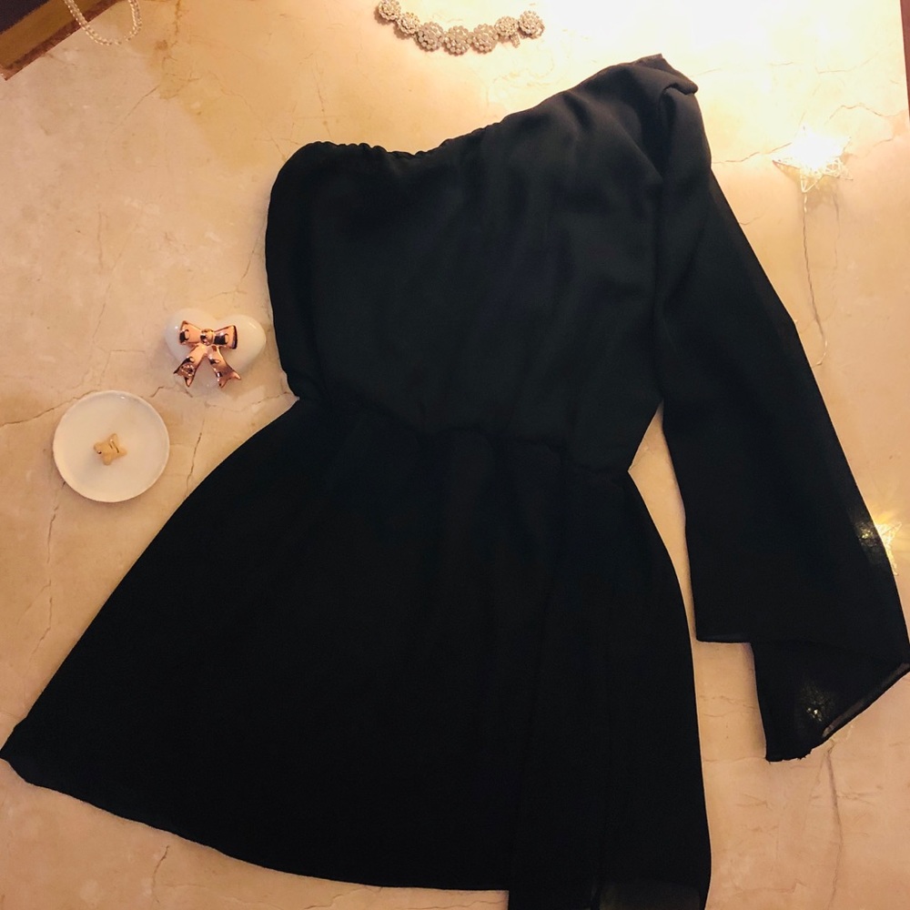Off the shoulder black flowy dress